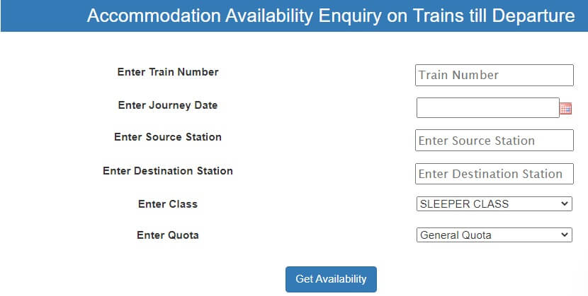 Indian Train Seat Availability Status