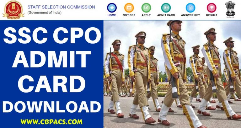 SSC CPO Admit Card 2022, Exam Date, Hall Ticket, Direct Link ssc.nic.in