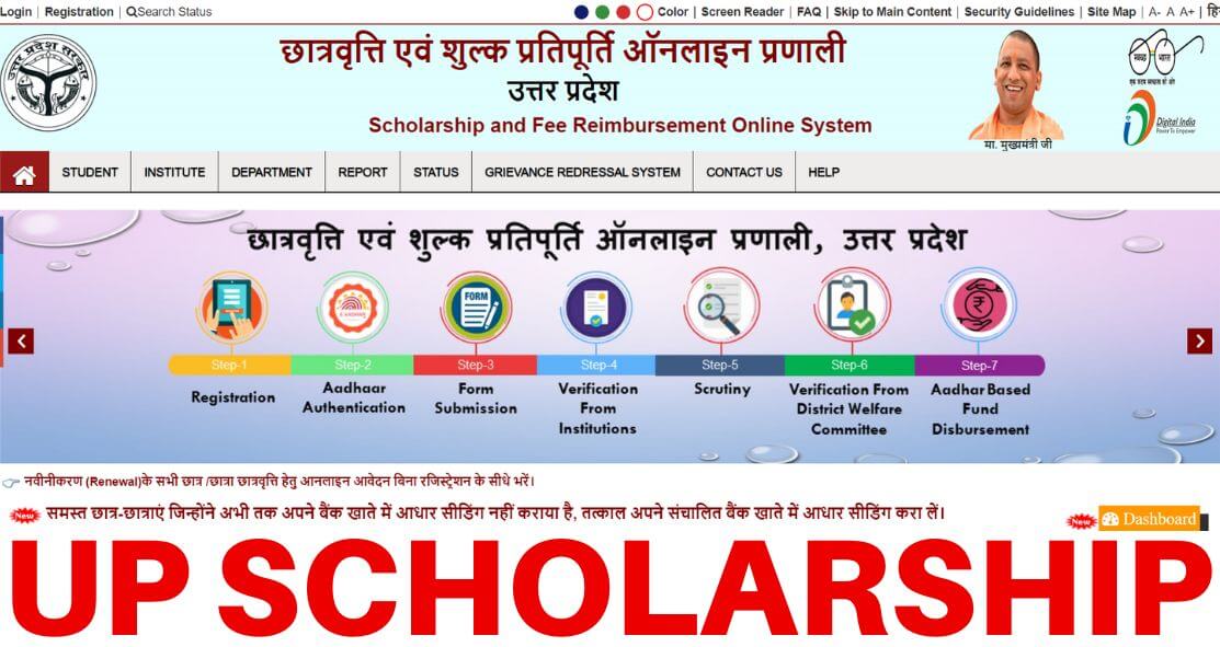 In this image(Uttar Pradesh Scholarship Yojana)
 we can see the all panels for registration .